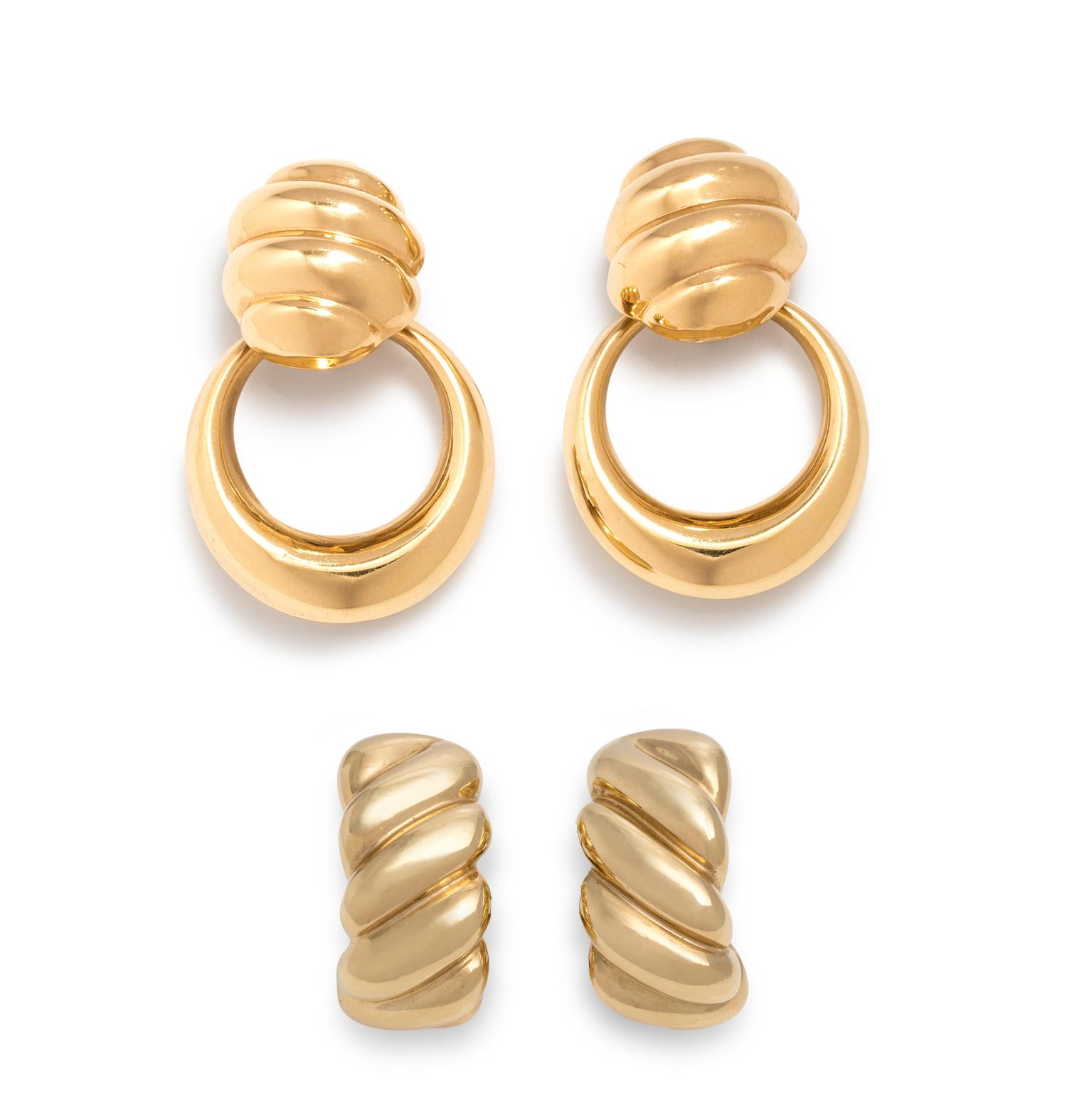 COLLECTION OF YELLOW GOLD EARCLIPS