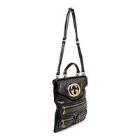 GUCCI, BLACK PATENT BRITT TOTE BAG