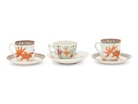 Three Chinese Porcelain Cups and Saucers