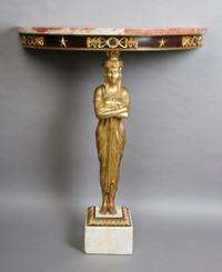 An Empire Style Figural Console Table, Height 33 1/2 inches.