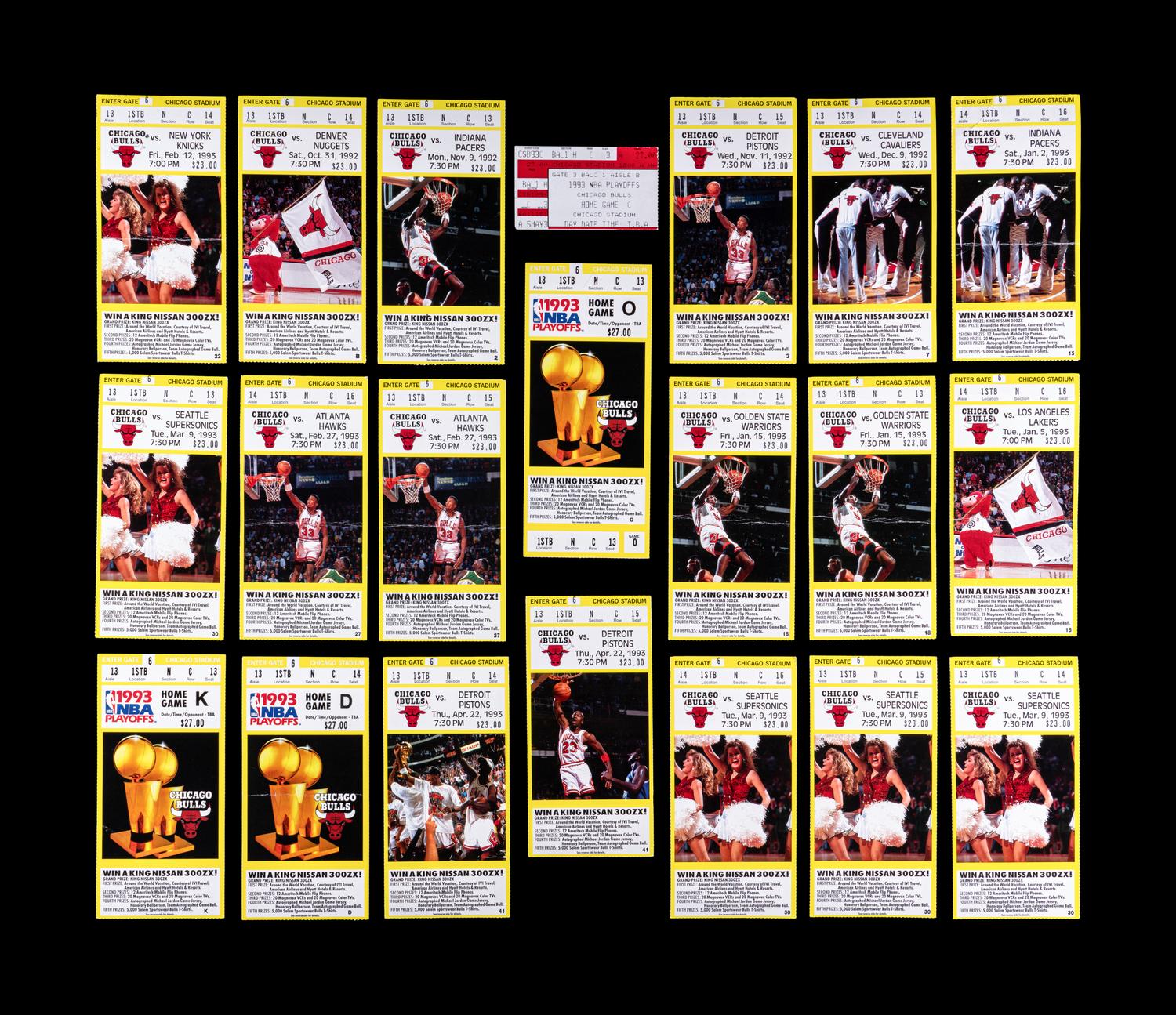 A Group of 21 Michael Jordan Chicago Bulls Tickets from the 1992-93 Season