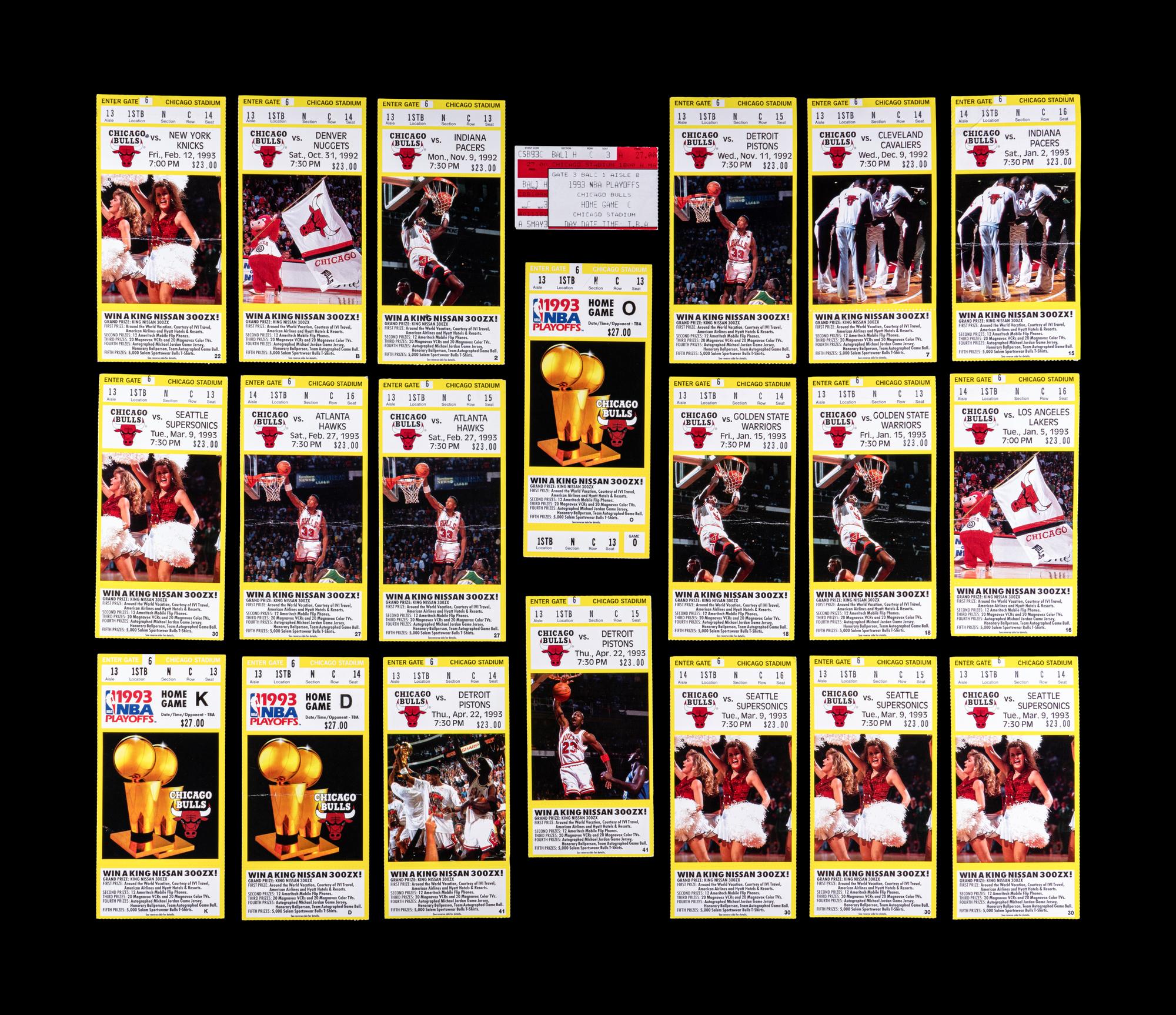 A Group of 21 Michael Jordan Chicago Bulls Tickets from the 1992-93 Season
