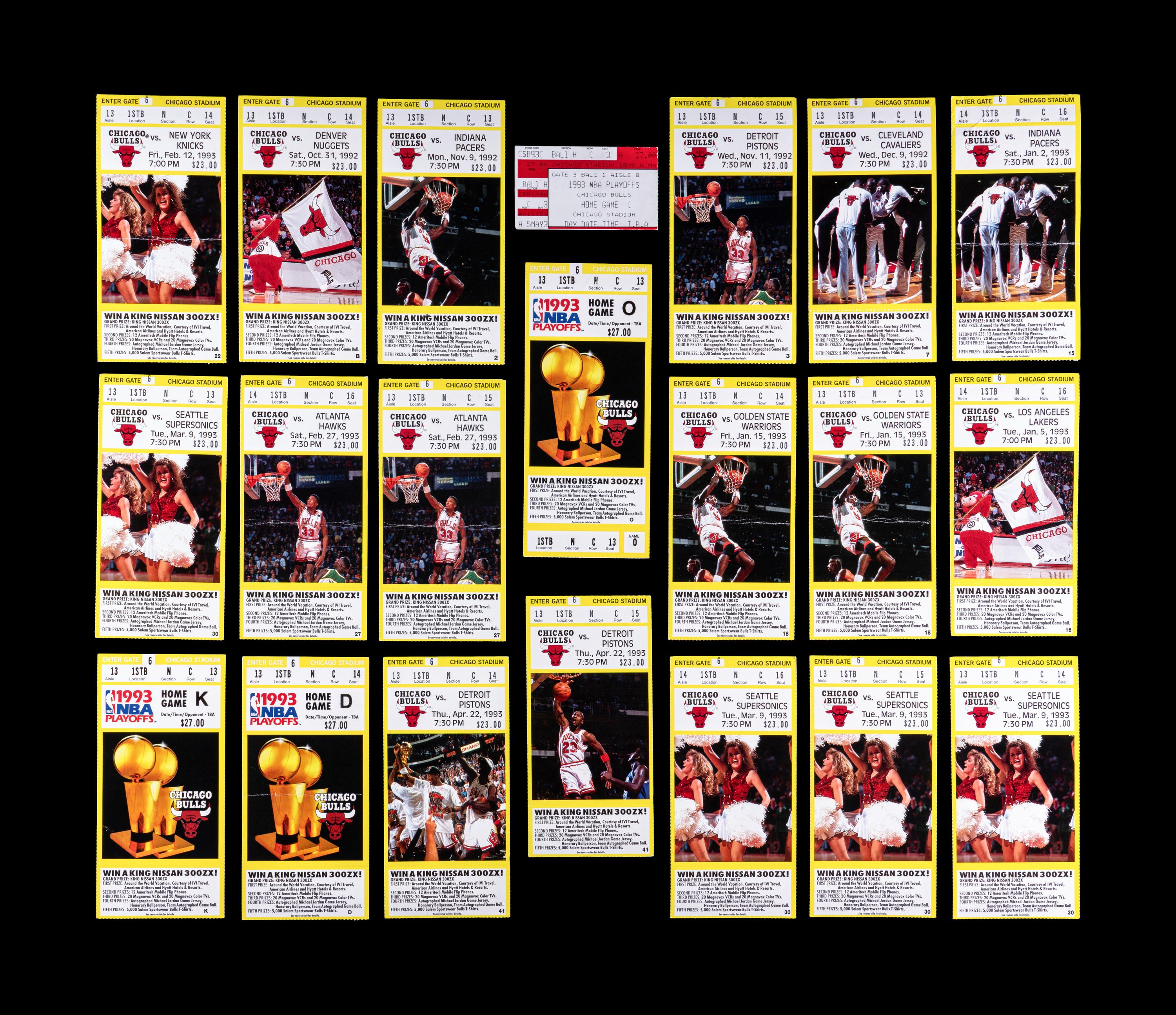 A Group of 21 Michael Jordan Chicago Bulls Tickets from the 1992-93 Season