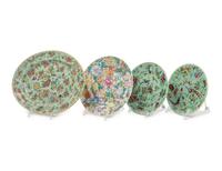 Four Chinese Famille Rose Porcelain Plates