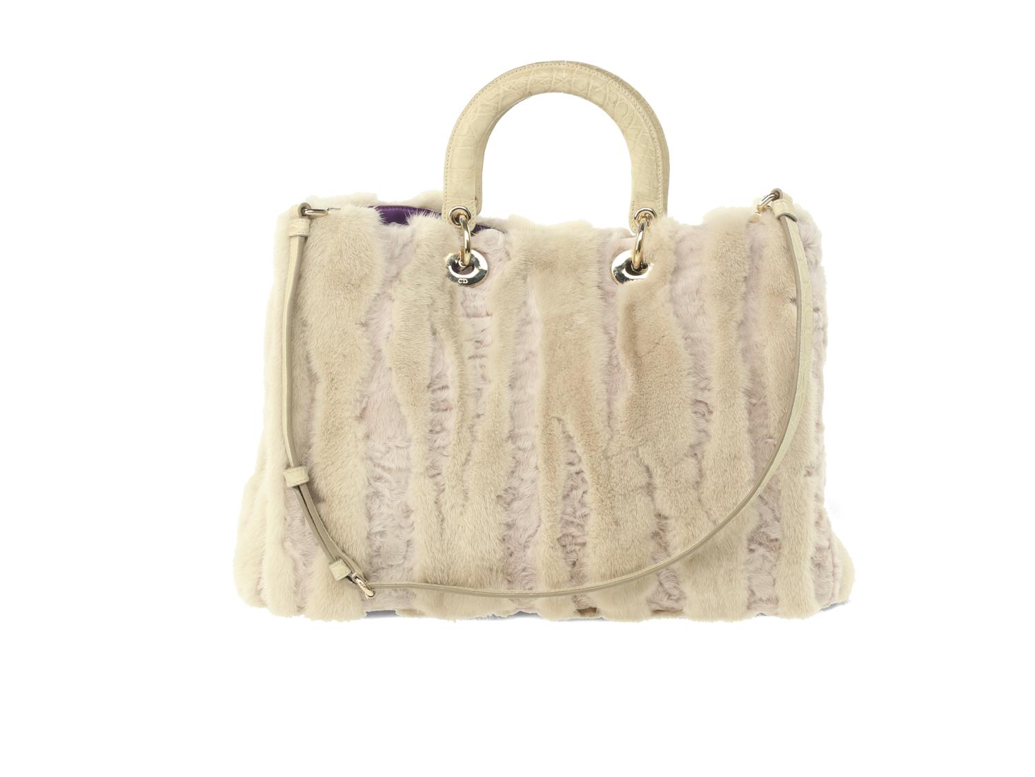 Christian Dior Curly Lamb and Mink Diorissimo Bag