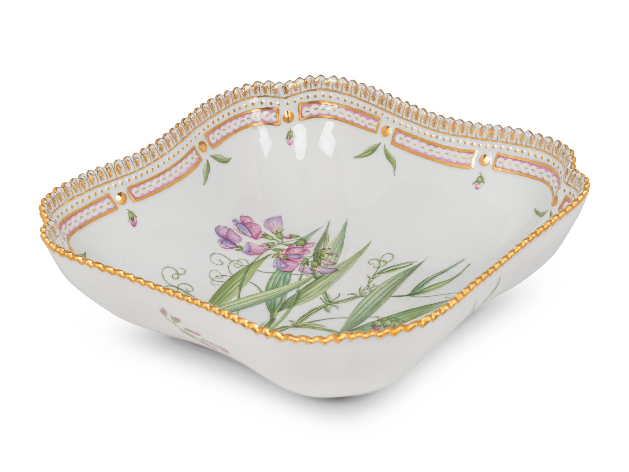 A Royal Copenhagen Flora Danica Porcelain Square Serving Bowl