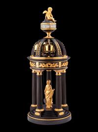 A French Gilt and Patinated Bronze Portico Annular Clock