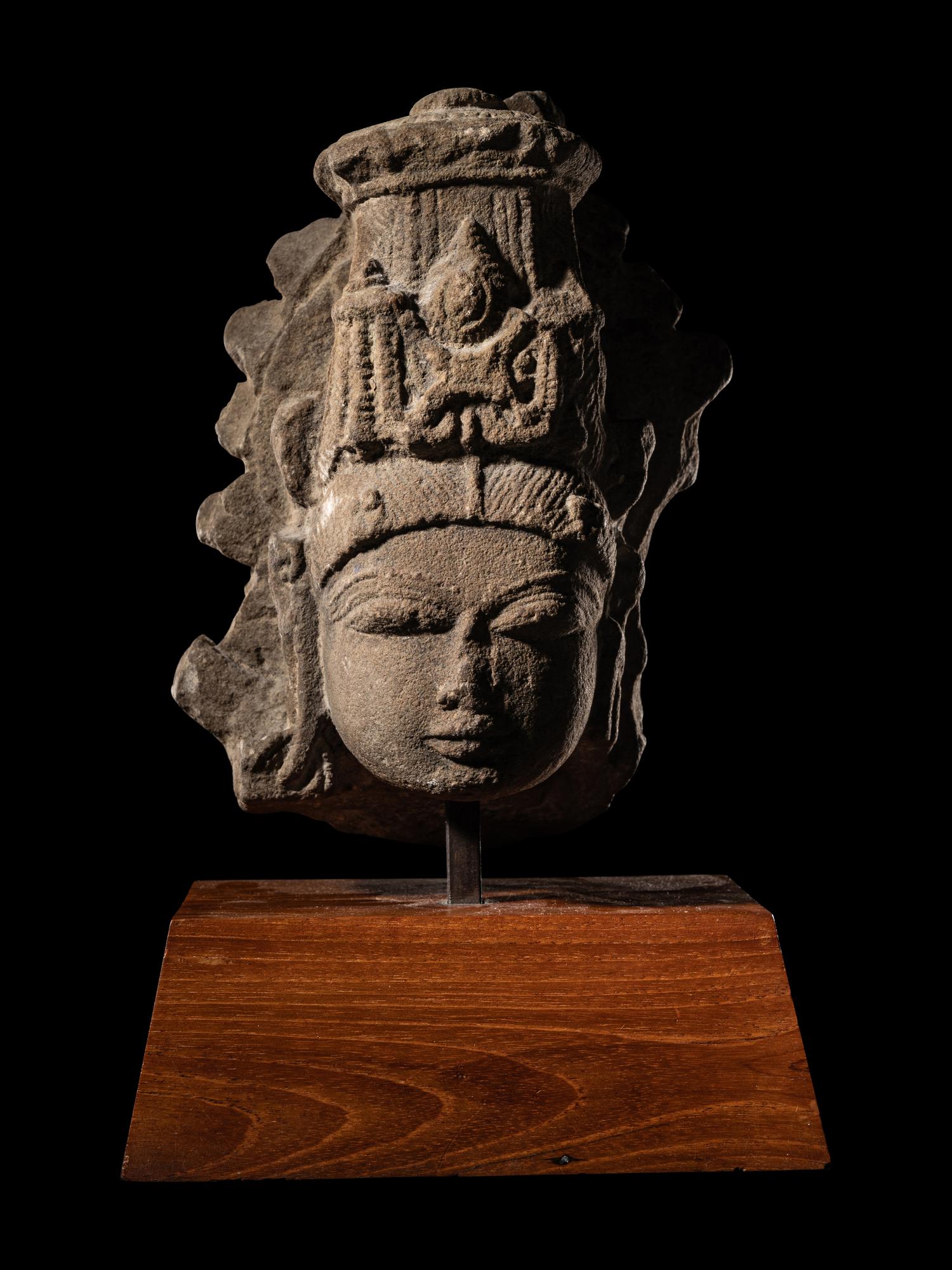 An Indian Sandstone Head of Vishnu