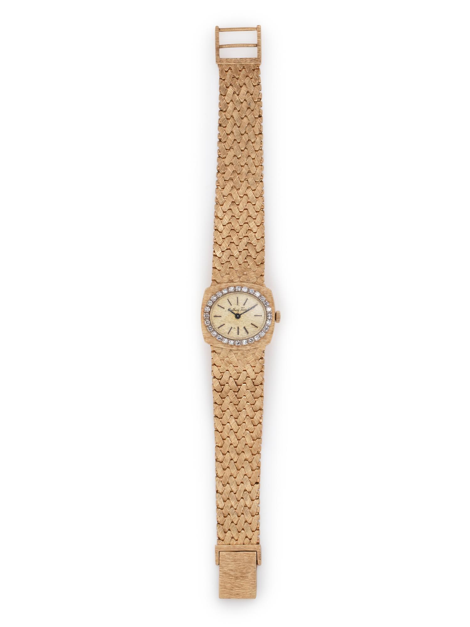 MATHEY TISSOT, 14K YELLOW GOLD AND DIAMOND WRISTWATCH