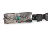 Petite Navajo Silver and Turquoise Concha Belt