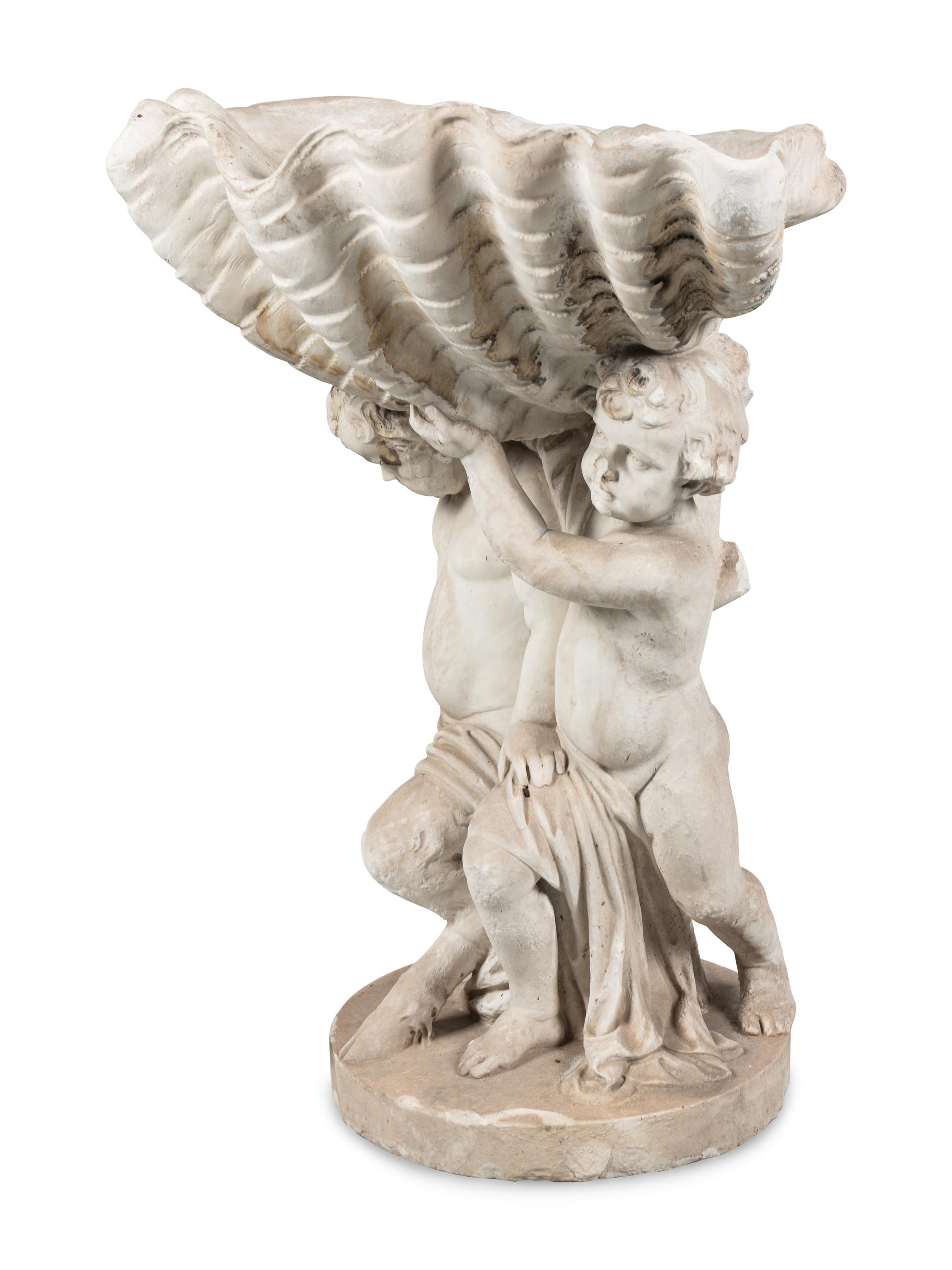 A Continental Carved Marble Fountain