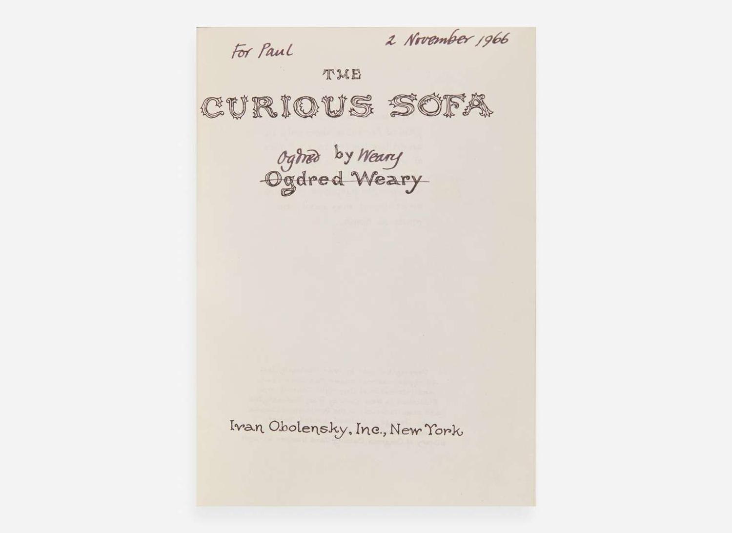 [Children's & Illustrated] Gorey, Edward: The Curious Sofa