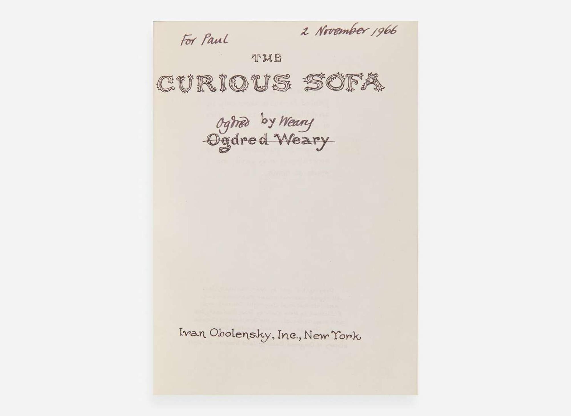 [Children's & Illustrated] Gorey, Edward: The Curious Sofa