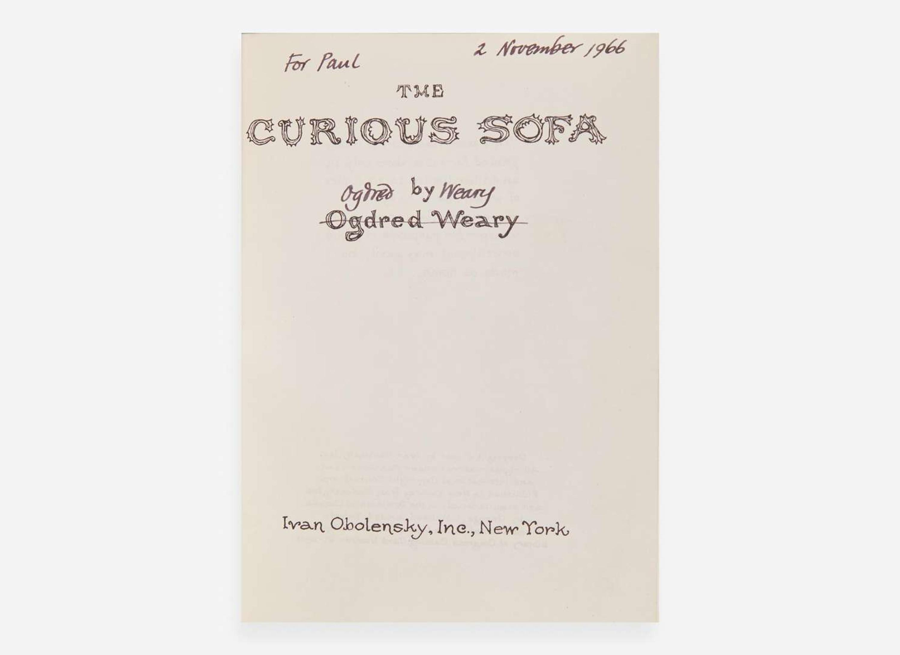 [Children's & Illustrated] Gorey, Edward: The Curious Sofa