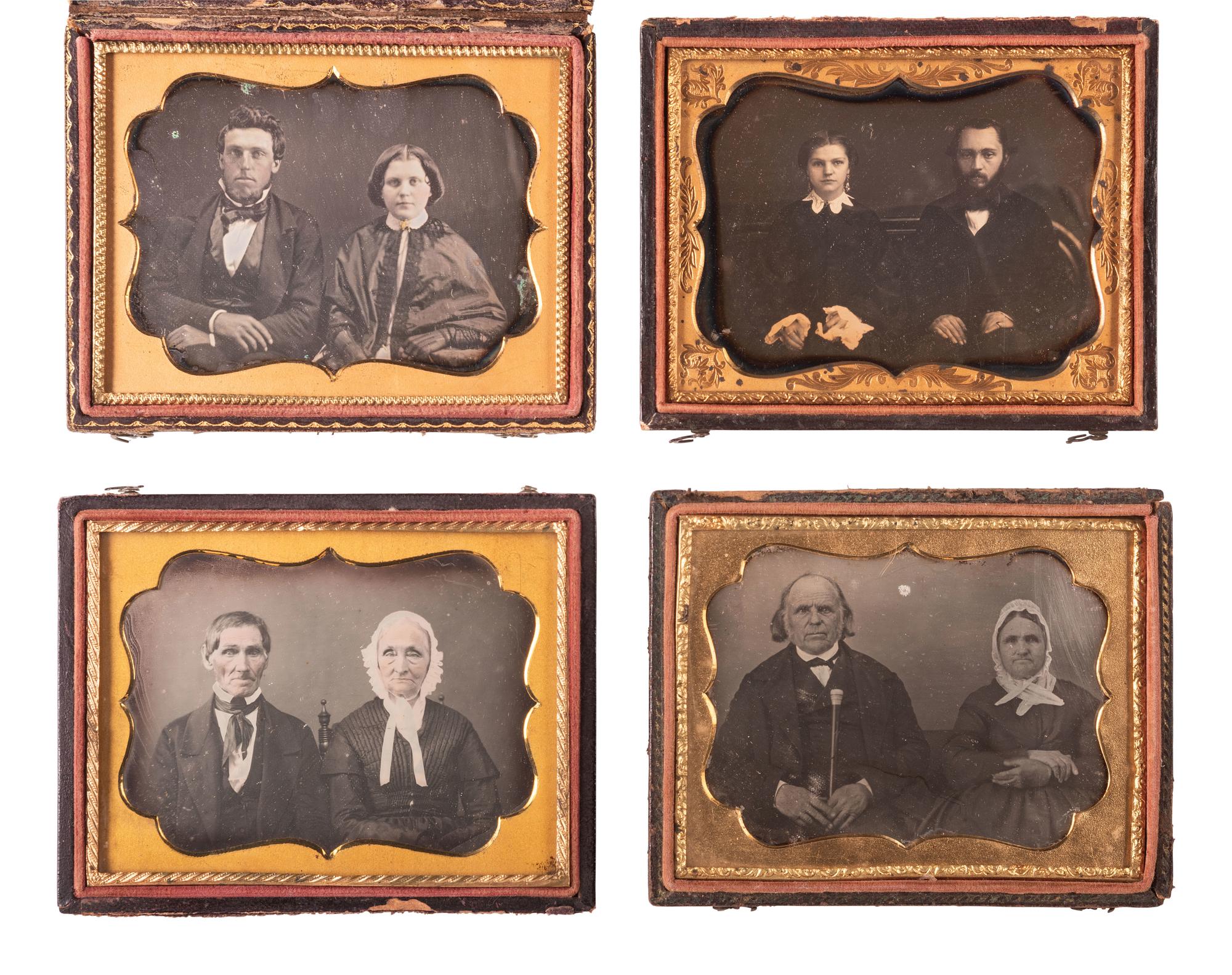 [EARLY PHOTOGRAPHY]. 16 quarter plate land-scape oriented daguerreotype portraits of couples.