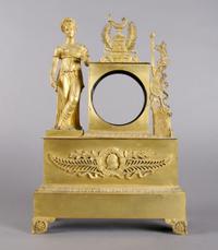 A Continental Gilt Bronze Neoclassical Figural Clock Case, Height 14 inches.