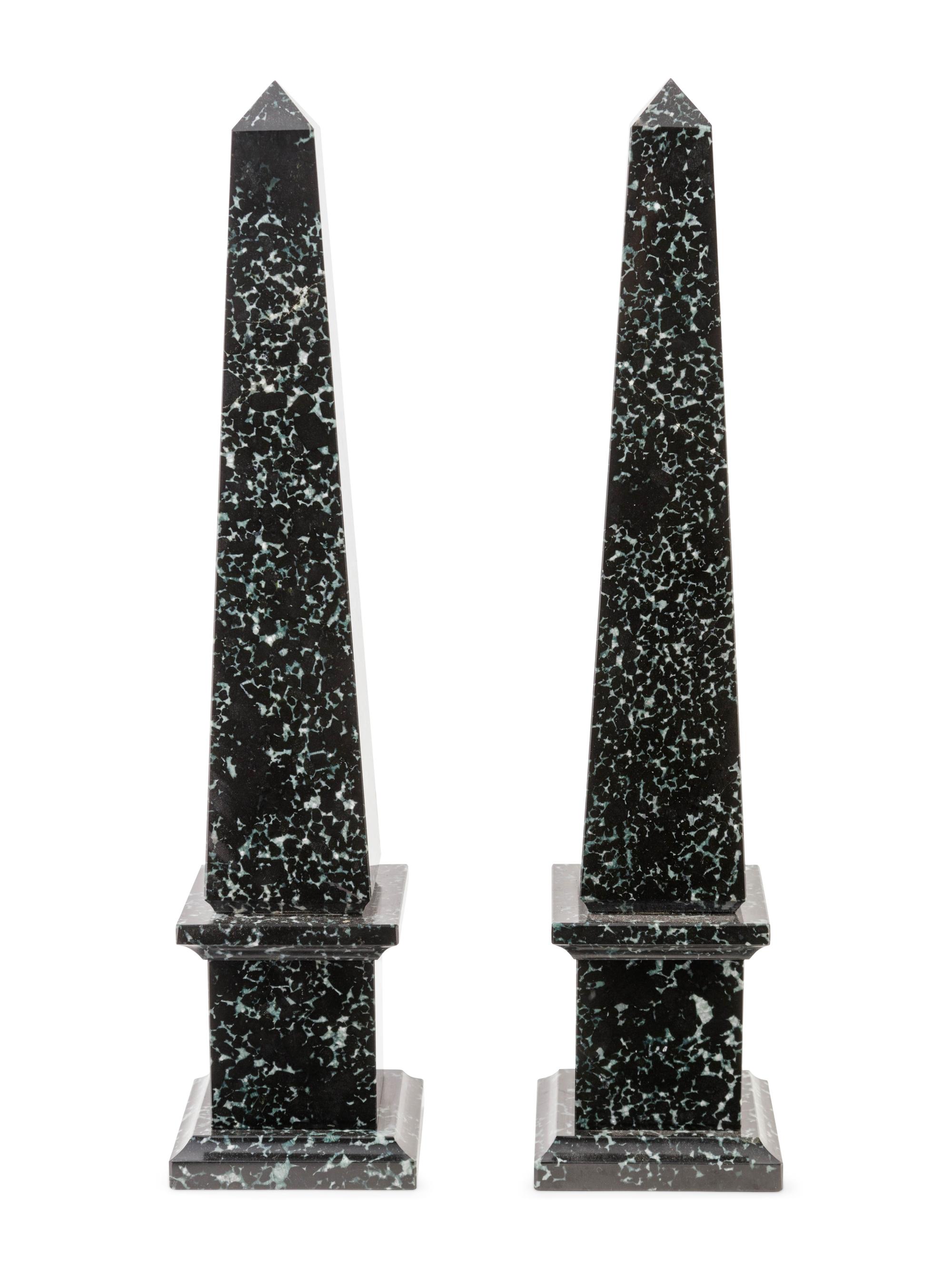 A Pair of Marble Obelisks