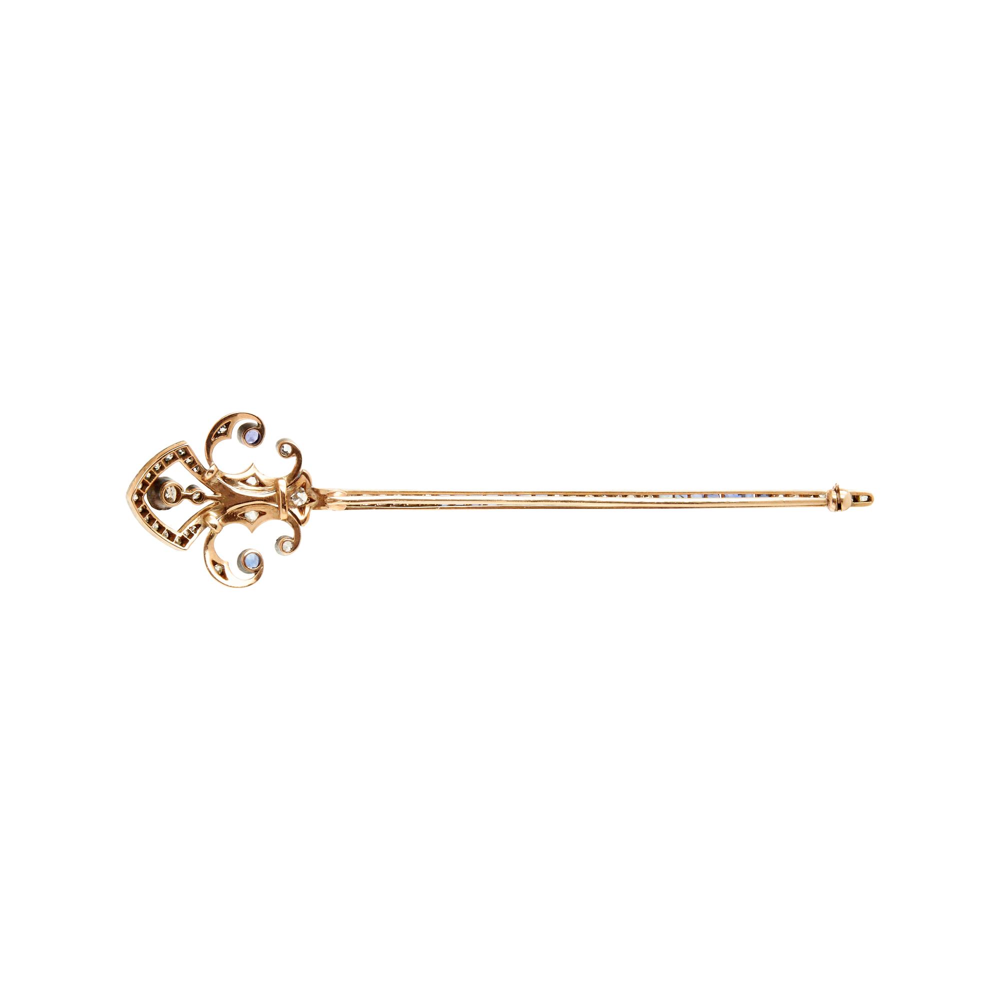 COLLECTION OF YELLOW GOLD AND GEMSTONE PINS