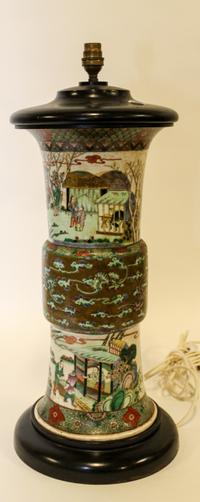 A Chinese Famille Verte Porcelain Vase Height 23 1/2 inches.