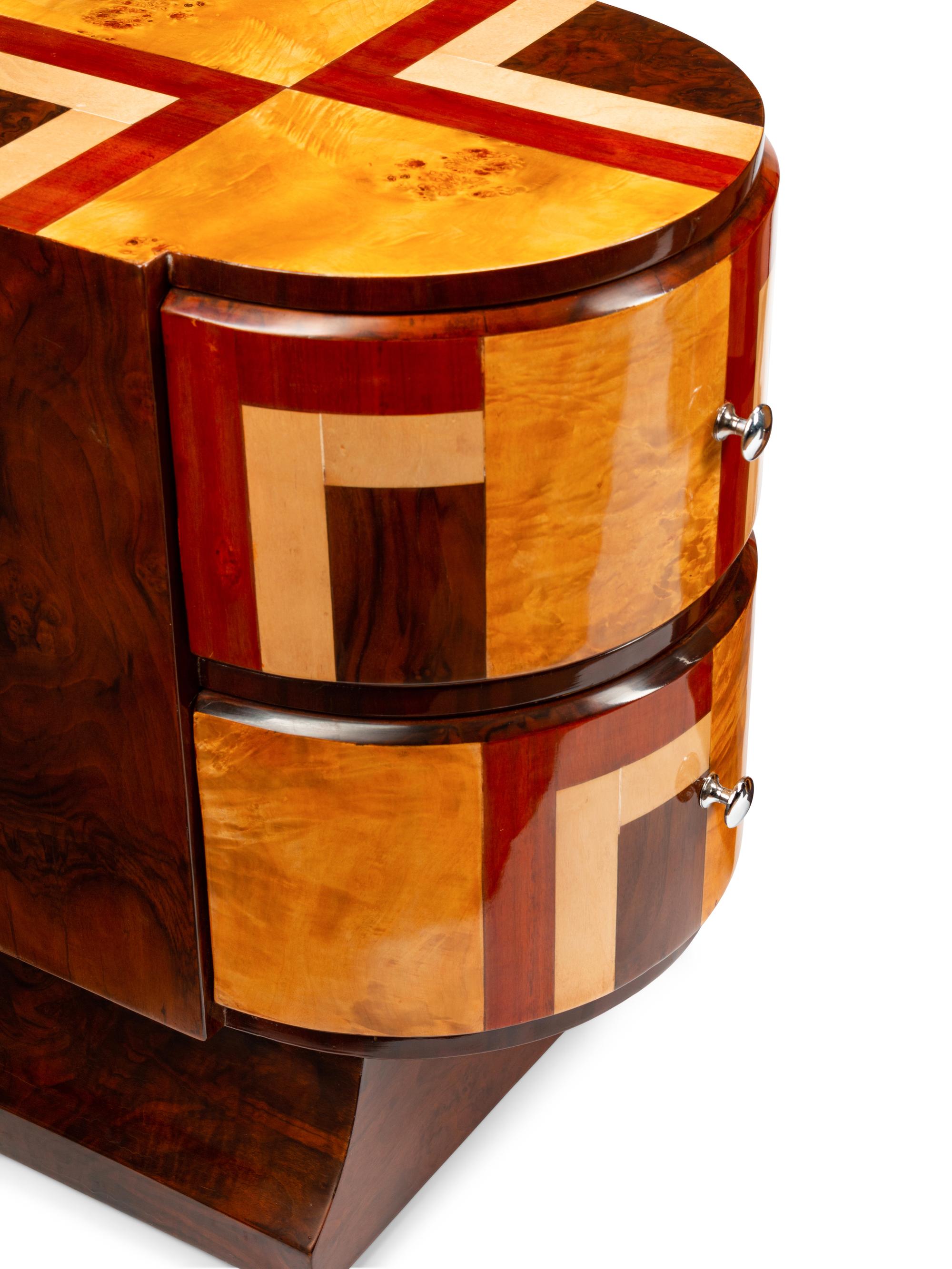 A Pair of Art Deco Style Inlaid Nightstands