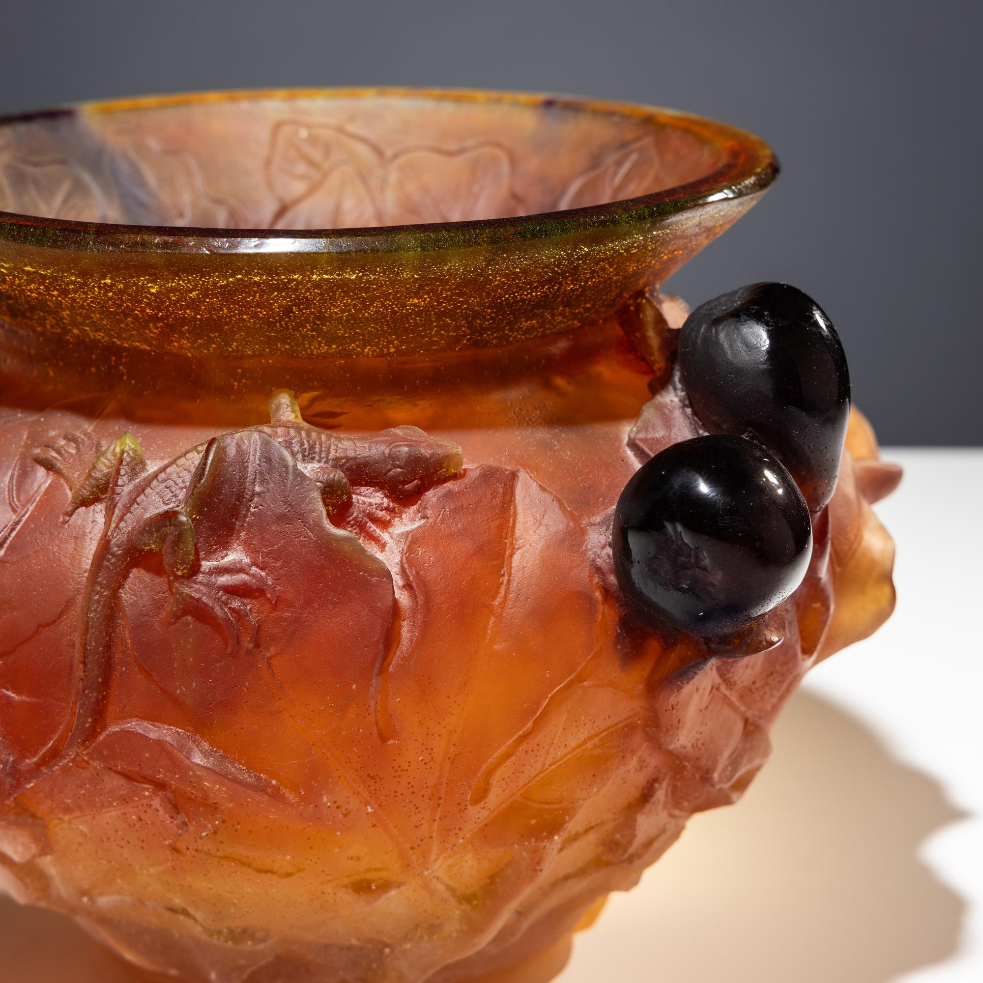 Pâte-De-Verre Les Figues (Figs) vase and tray