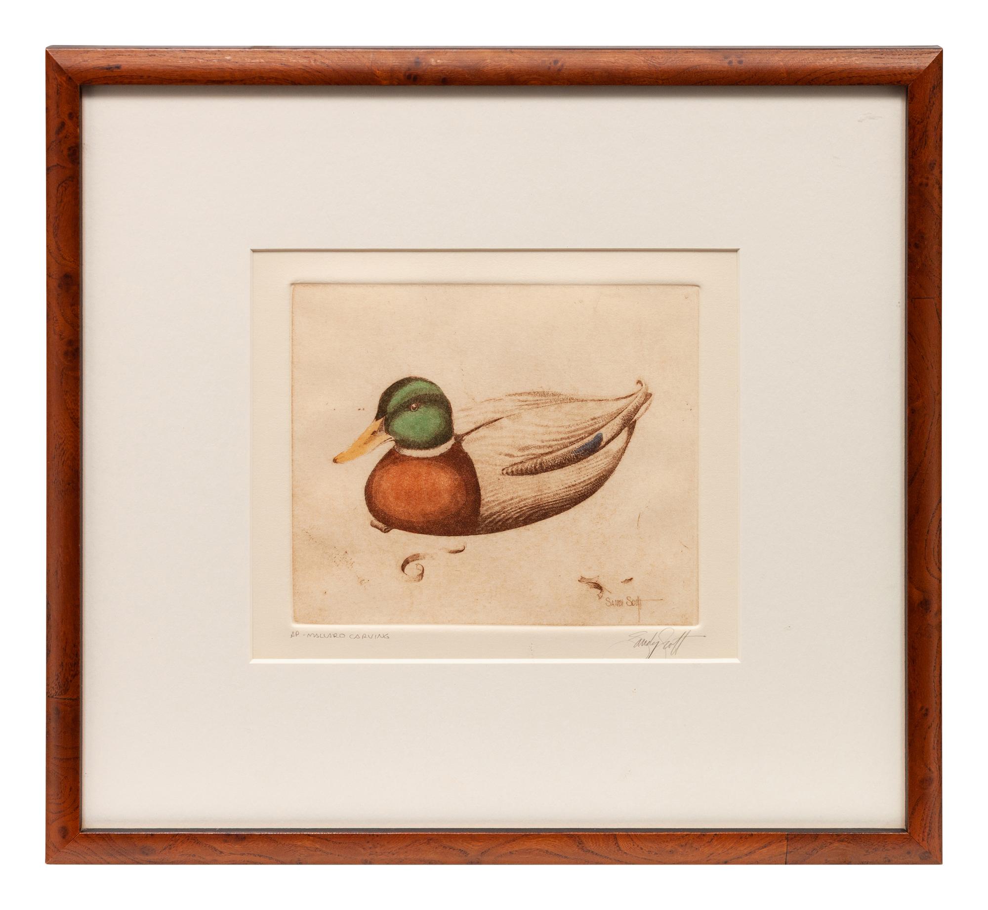 Four Prints: Mallard Decoy , edition 76/100; Mallard Carving , Artist's Proof; Duck Club Relics , edition 39/100; Mason Premier , edition 75/100