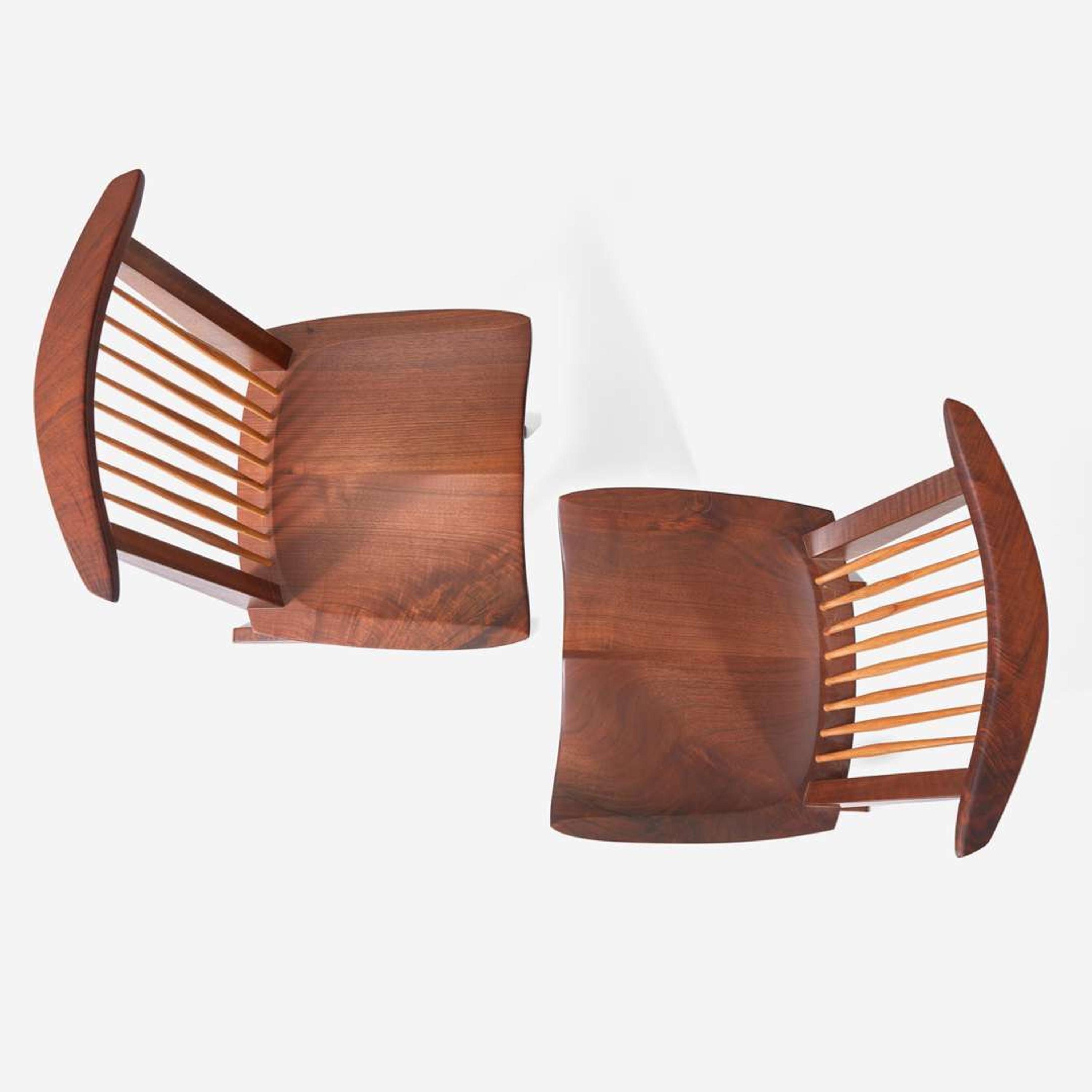 George Nakashima (American, 1905-1990) Pair of "Conoid" Dining Chairs, New Hope, Pennsylvania, 1983