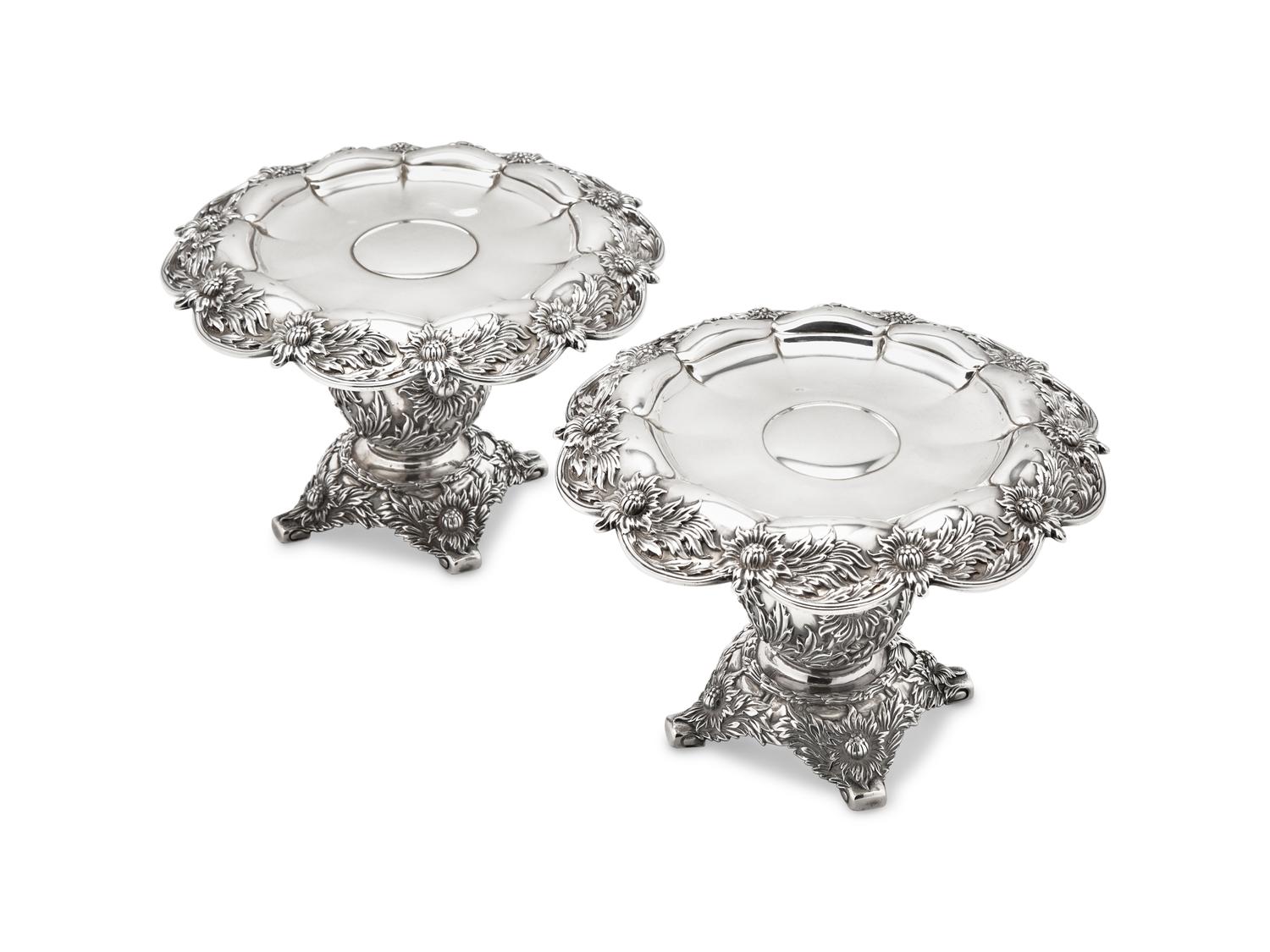 A Pair of Tiffany & Co. Sterling Silver Chrysanthemum Tazza