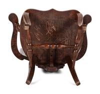 A Folk Art Pressed Oak USS Maine Chair