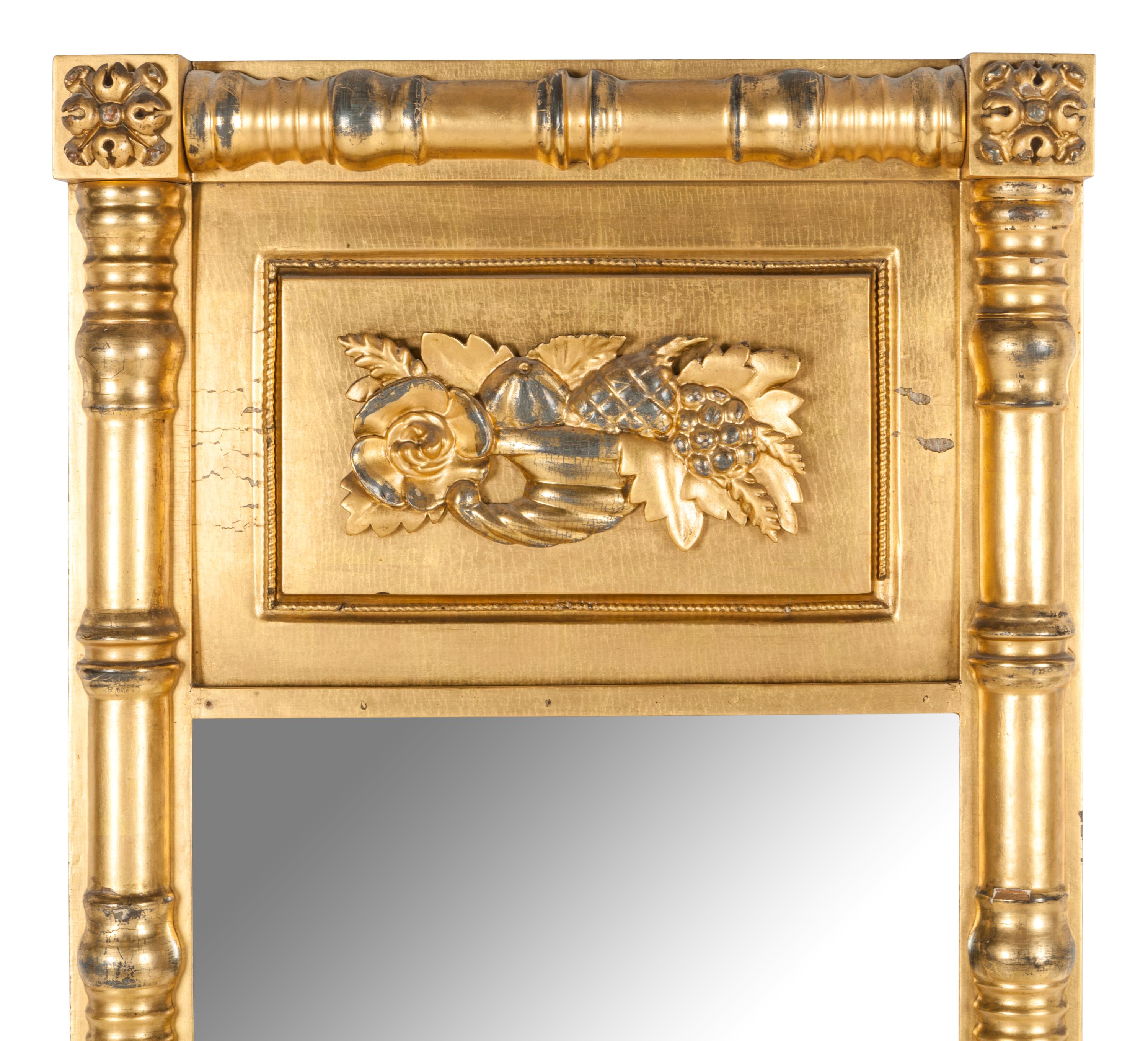 A Federal Style Giltwood Trumeau Mirror