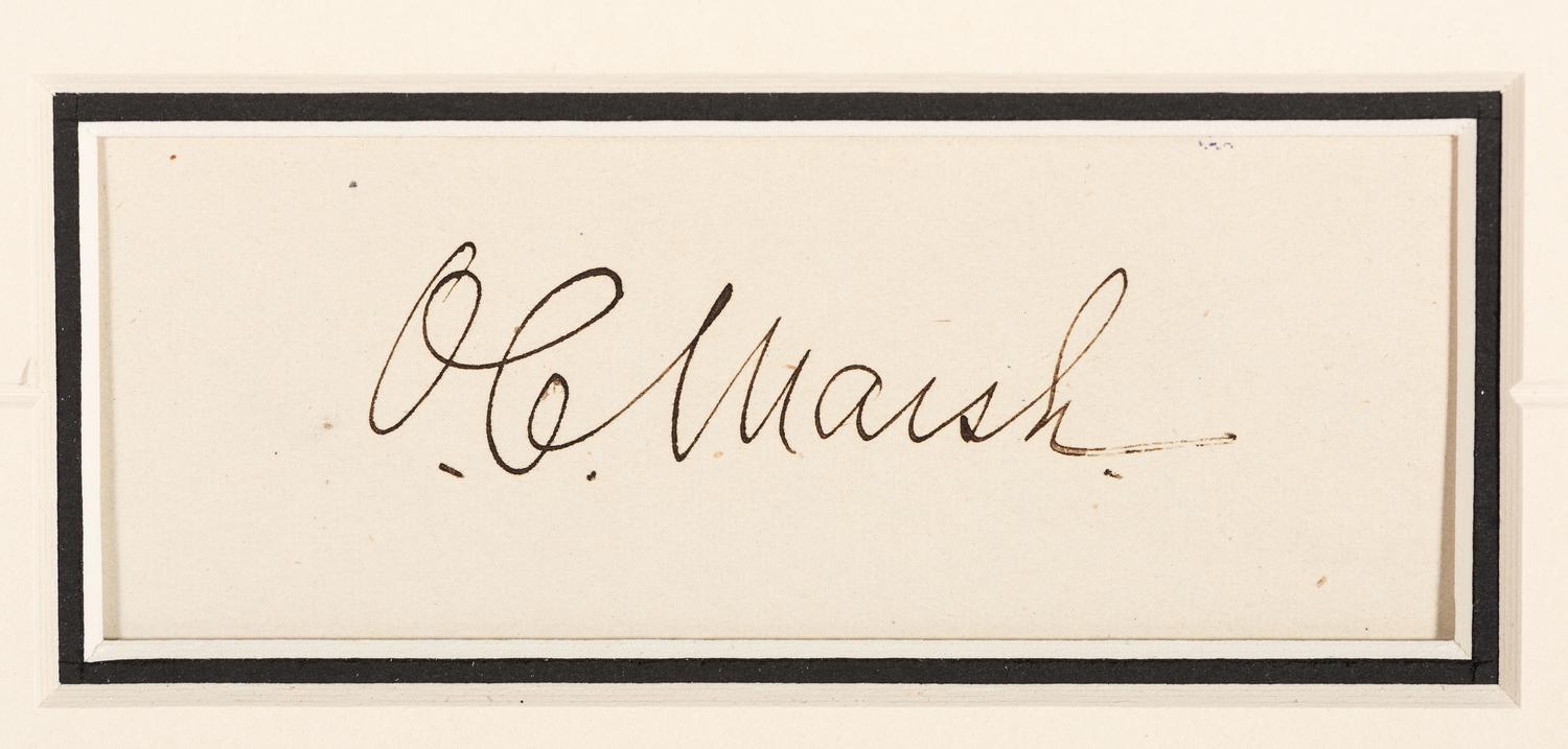 [WESTERN AMERICANA - NATIVE AMERICANS]. MARSH, Othniel C. (1831-1899). A group of 3 items, including cabinet card portrait of Marsh and clipped signature.