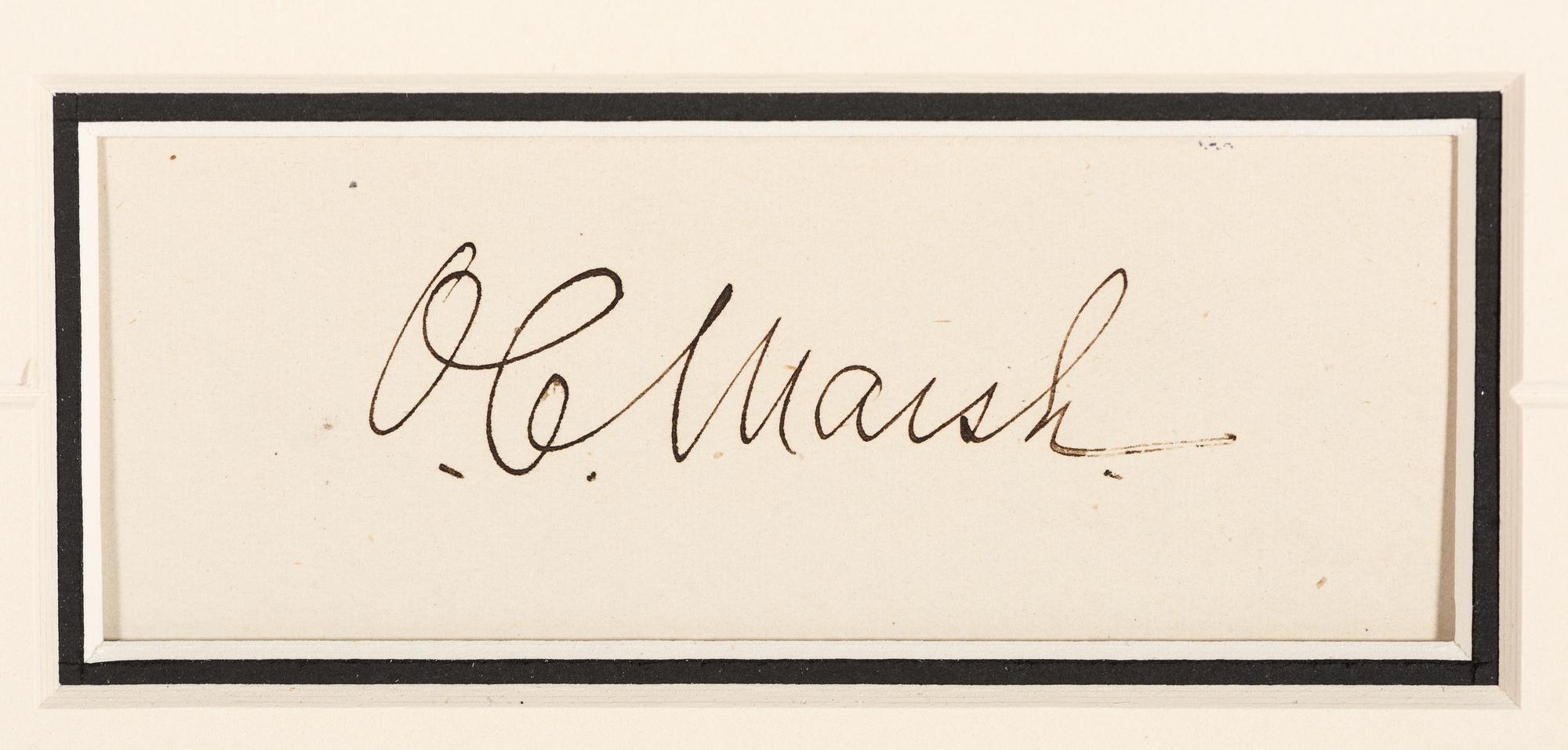 [WESTERN AMERICANA - NATIVE AMERICANS]. MARSH, Othniel C. (1831-1899). A group of 3 items, including cabinet card portrait of Marsh and clipped signature.