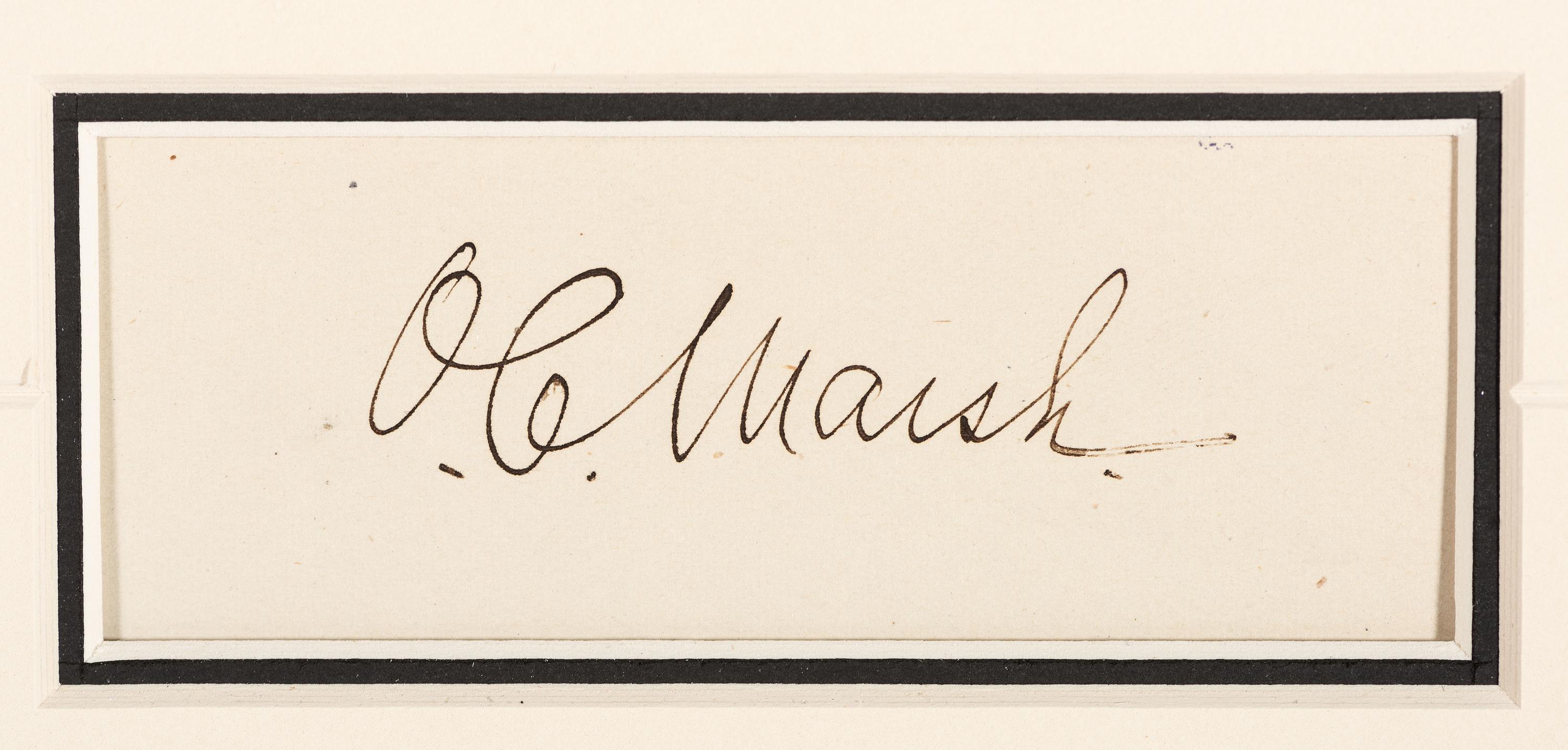 [WESTERN AMERICANA - NATIVE AMERICANS]. MARSH, Othniel C. (1831-1899). A group of 3 items, including cabinet card portrait of Marsh and clipped signature.