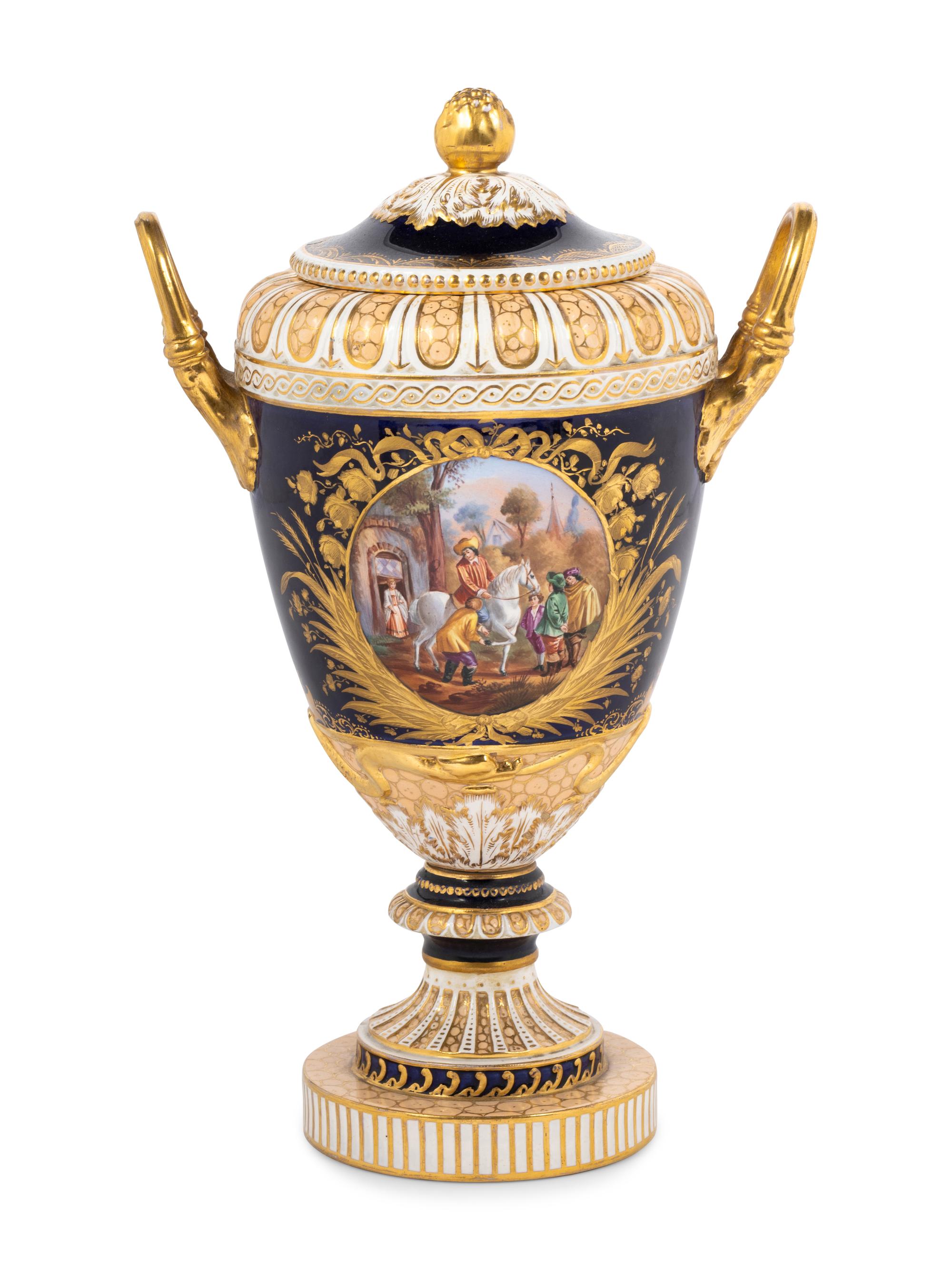 A Continental Porcelain Lidded Vase
