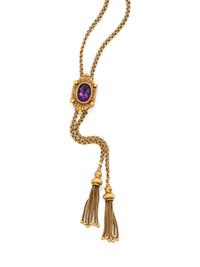 YELLOW GOLD AND AMETHYST SLIDE NECKLACE