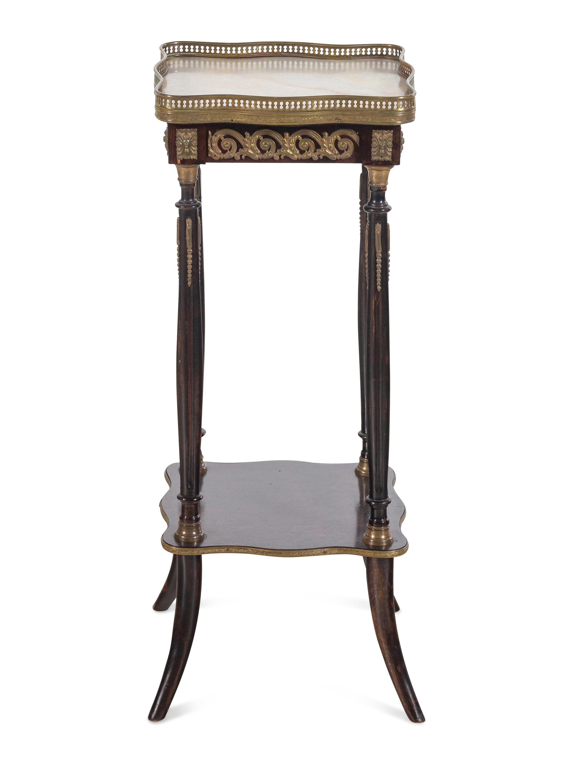 A Louis XVI Style Gilt Bronze Mounted Onyx-Top Side Table