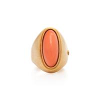 CORAL AND YELLOW GOLD RING