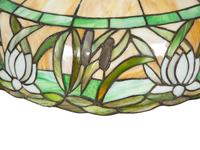 An American Leaded Glass Water Lily Hanging Light Fixture