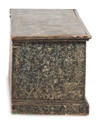 A Country Dark Blue Grain Painted Blanket Chest