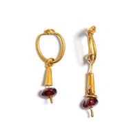 Two East Roman Gold and Garnet Hoop Earrings
