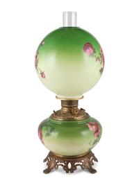 A Victorian Hand Painted Floral Oil Lamp