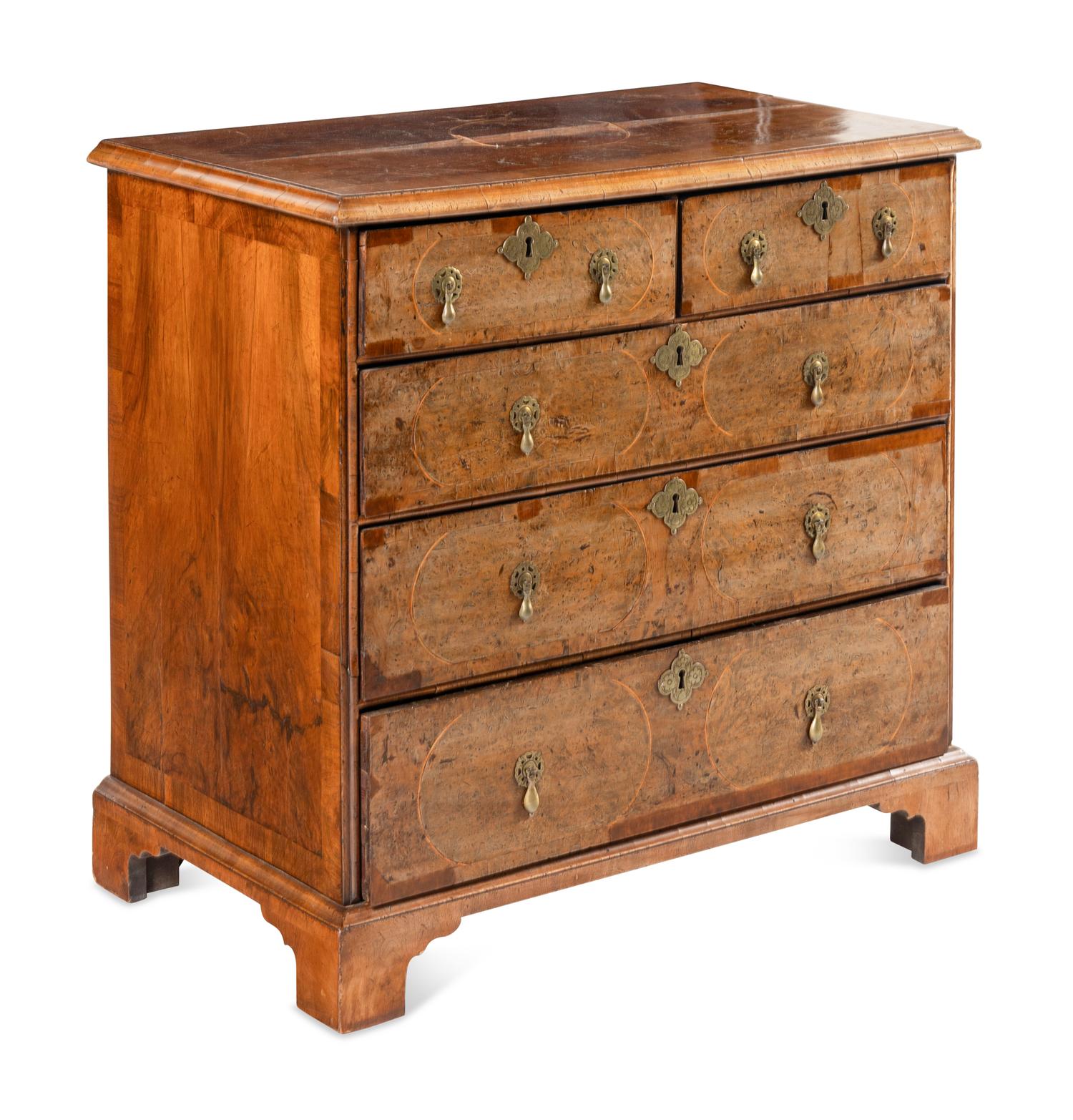 A William and Mary Walnut Chest of Drawers