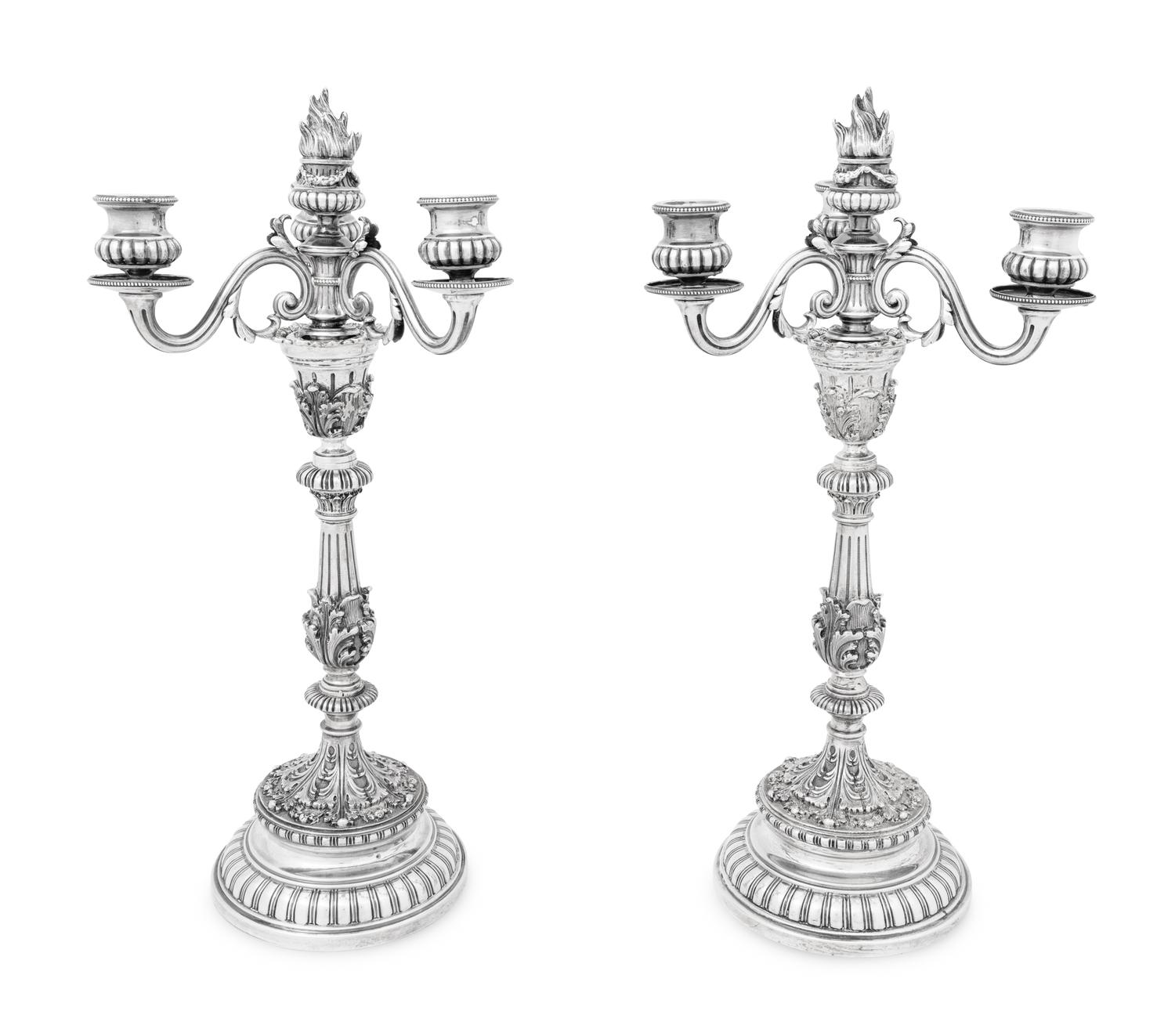 A Pair of Buccellati Silver Candlesticks