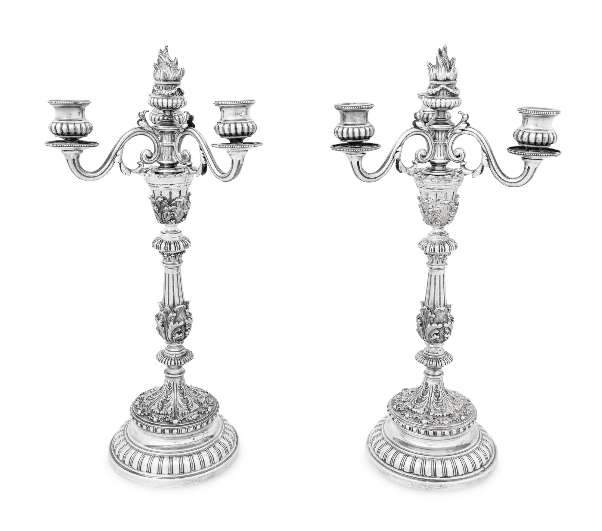 A Pair of Buccellati Silver Candlesticks