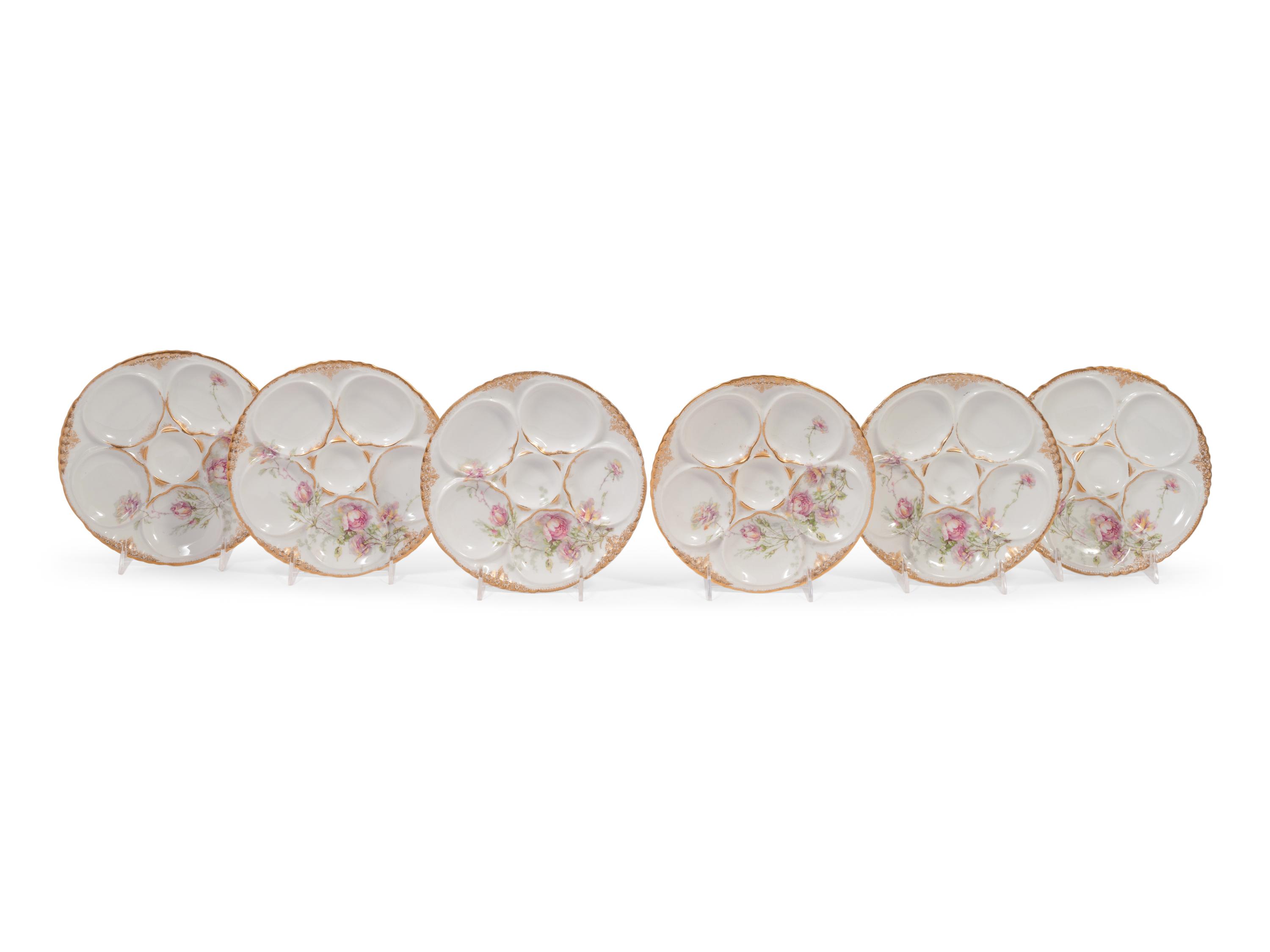 A Set of Six Theodore Haviland Limoges Porcelain Oyster Plates