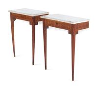 A Pair of Louis XVI Style Marble-Top Console Tables