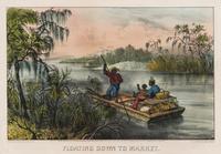 [MISSISSIPPI RIVER] -- CURRIER and IVES, publishers Floating Down to Market, 1870. (G.2183) -- A Home on the Mississippi, 1871. (G.3109).