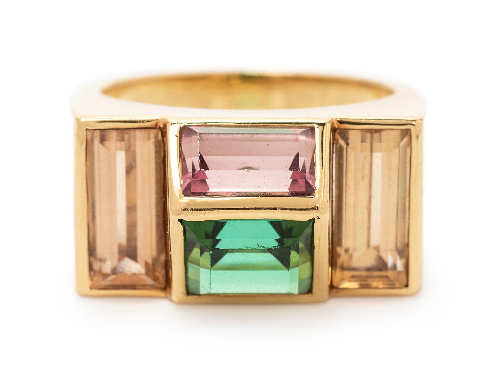 An 18 Karat Yellow Gold, Tourmaline and Topaz Ring, Paloma Picasso for Tiffany & Co., Circa 1980,