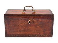 A Regency Mahogany and Marquetry Decorated Tea Caddy