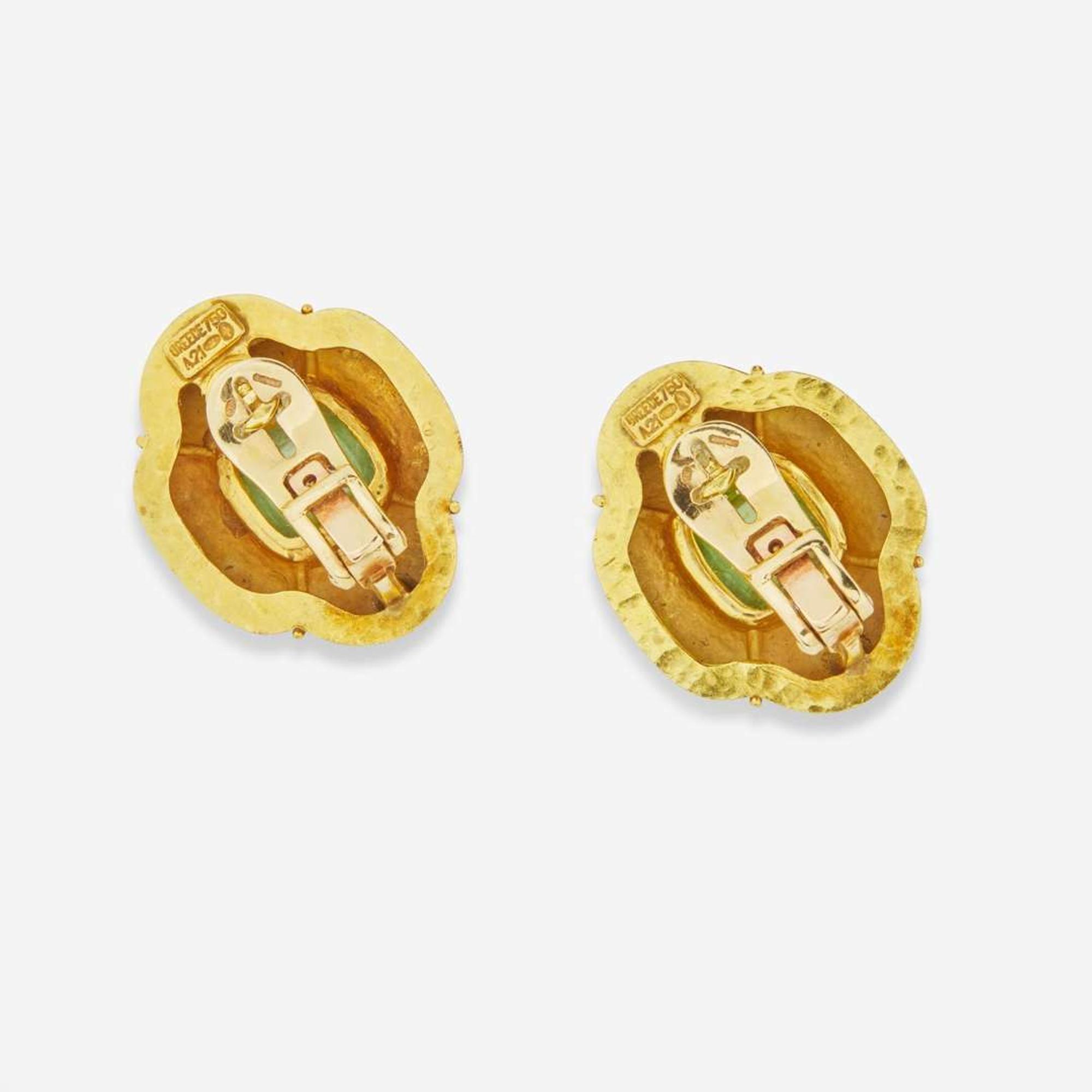 A Pair of 18K Yellow Gold and Gemstone Ear Clips by Ilias Lalounis